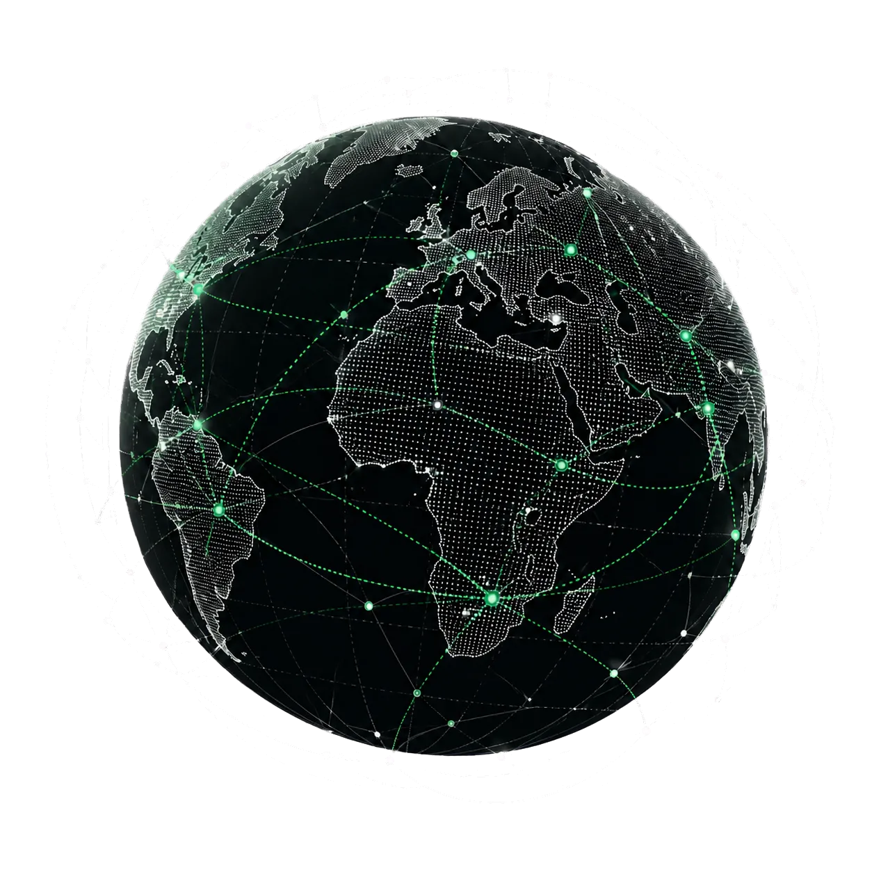 A connected data globe representing global trade routes